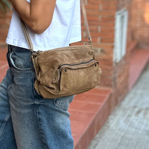 Bolsa crossbody pequena CUIROTS Florence em camurça e couro