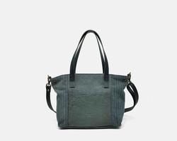 Bolso shopper grande de piel y lino Kelly de CUIROTS — Cuirots