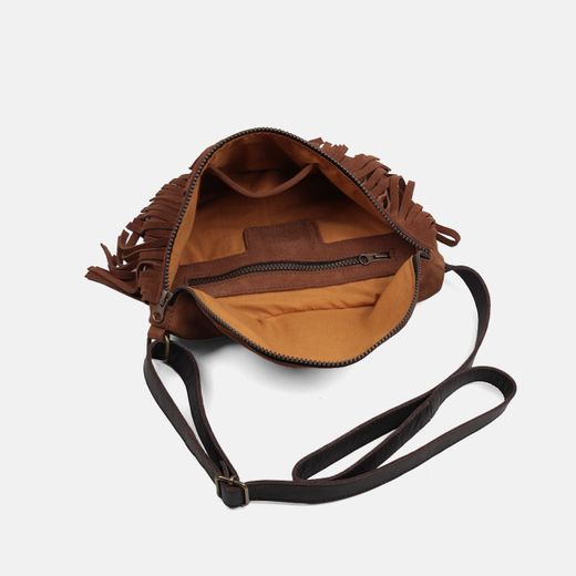 Bandolera riñonera de flecos Bravo de serraje