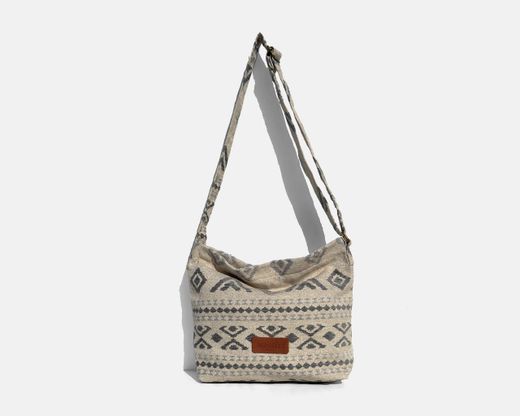 Bolsa de ombro média cinza étnica MINIOTS
