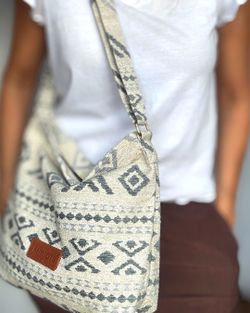 Sac bandoulière ethnique gris moyen MINIOTS