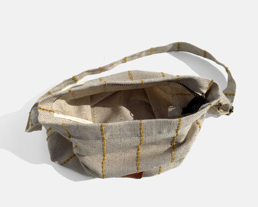 Bolsa de ombro média MINIOTS com listras amarelas