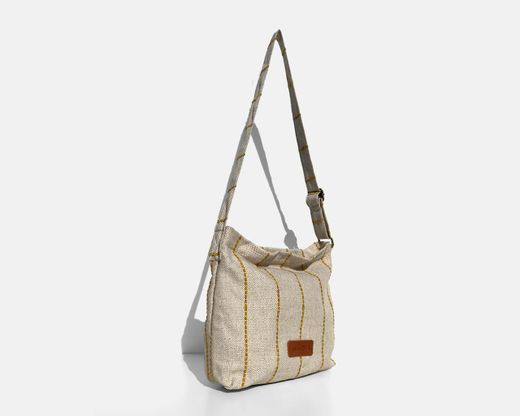 Bolsa de ombro média MINIOTS com listras amarelas