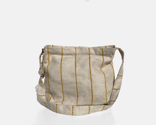 Bolsa de ombro média MINIOTS com listras amarelas