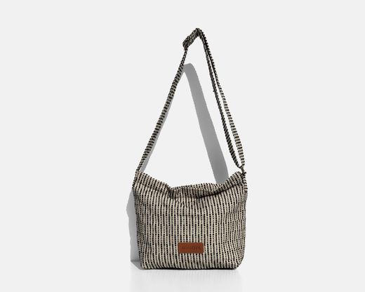Bolsa de ombro média MINIOTS com listras pretas