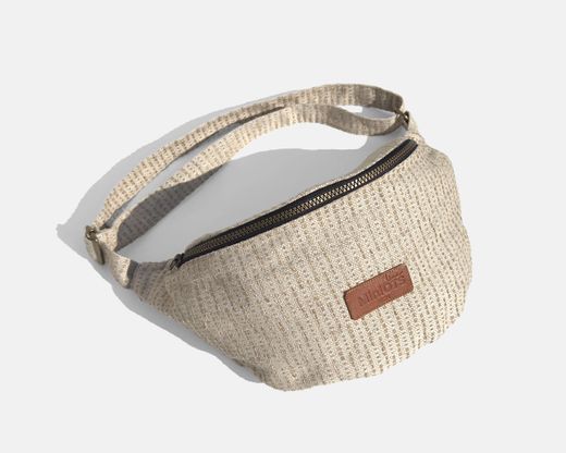 MINIOTS pequena bolsa de ombro listrada bege