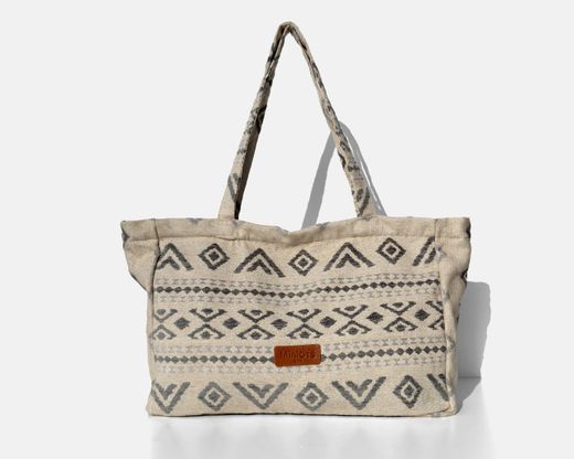 Bolsa de compras grande cinza étnica MINIOTS