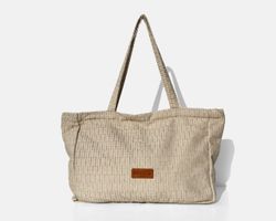 Bolsa tipo shopper grande MINIOTS rayas beige