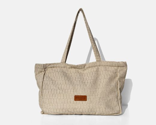 Bolsa de compras grande MINIOTS listrada bege