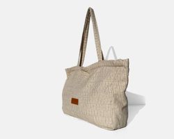Bolsa tipo shopper grande MINIOTS rayas beige