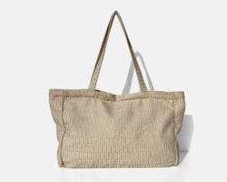 Bolsa tipo shopper grande MINIOTS rayas beige