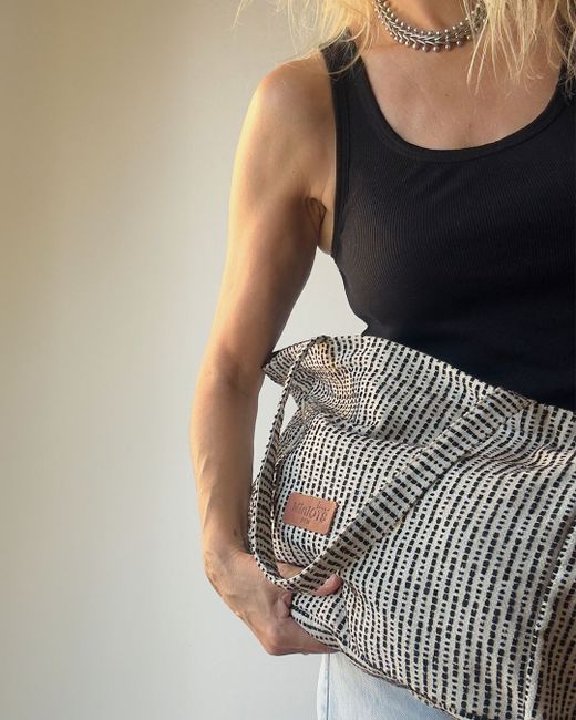 Bolsa de compras grande MINIOTS com listras pretas