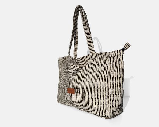 Bolsa de compras grande MINIOTS com listras pretas