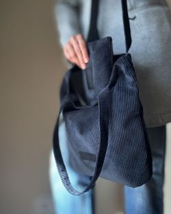 Bolsa de compras média de veludo cotelê MINIOTS