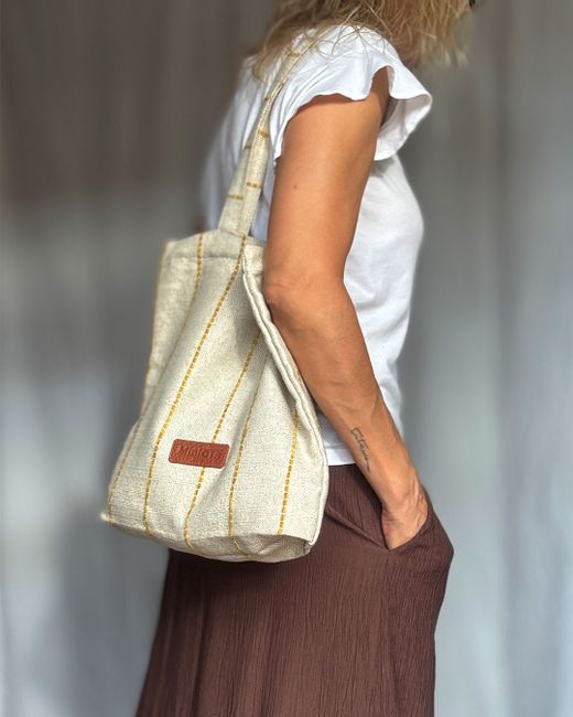 Bossa tipus shopper mitjana MINIOTS ratlles grogues