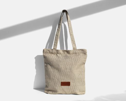 Bolsa tipo shopper mediana MINIOTS rayas beige