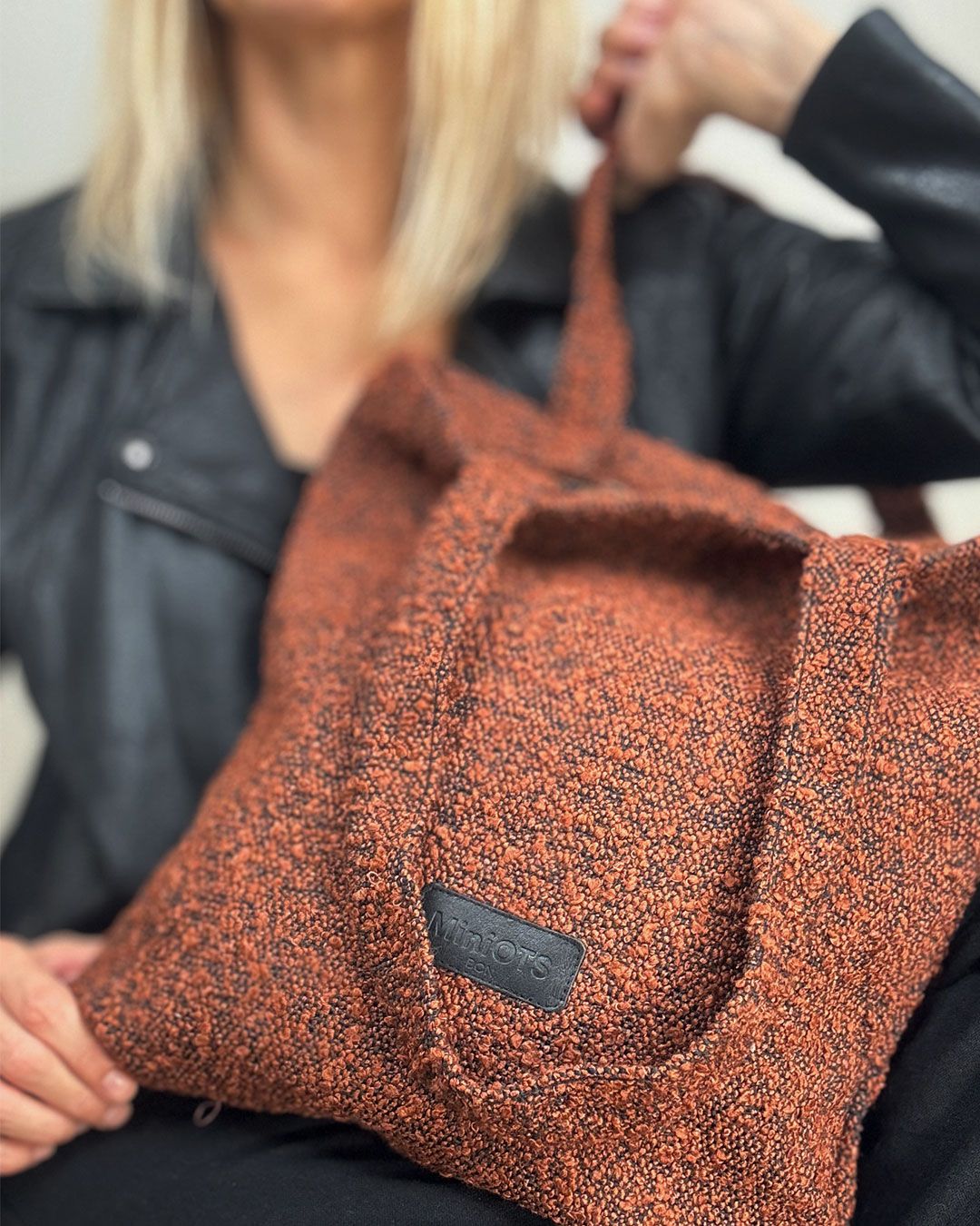 Bolsa tipo shopper mediana MINIOTS rizado caldera