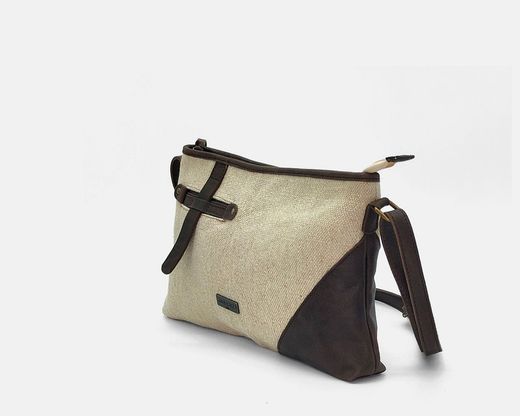 Bolso bandolera CUIROTS Tibi de lino y piel