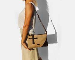 Bolso bandolera CUIROTS Tibi de lino y piel