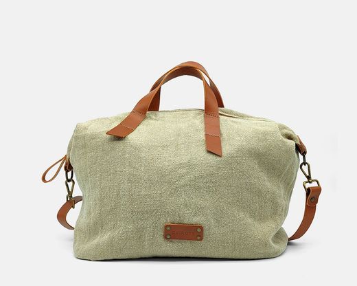 Bolso bowling de mano  y bandolera de lino reciclado