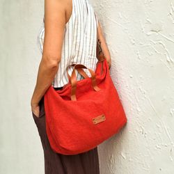 Bolso bowling de mano  y bandolera de lino reciclado