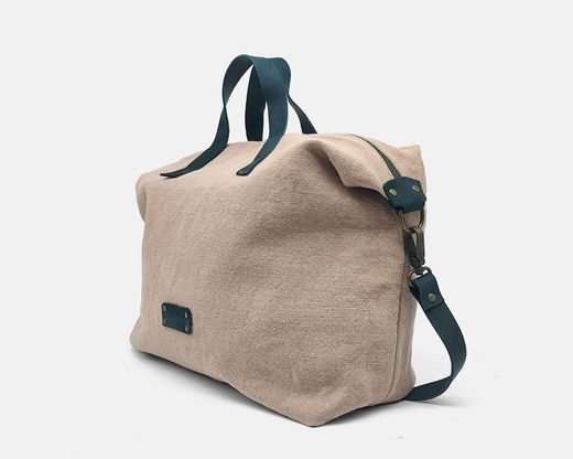 Bolso bowling de mano  y bandolera de lino reciclado