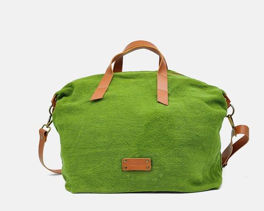 Bolso bowling de mano  y bandolera de lino reciclado