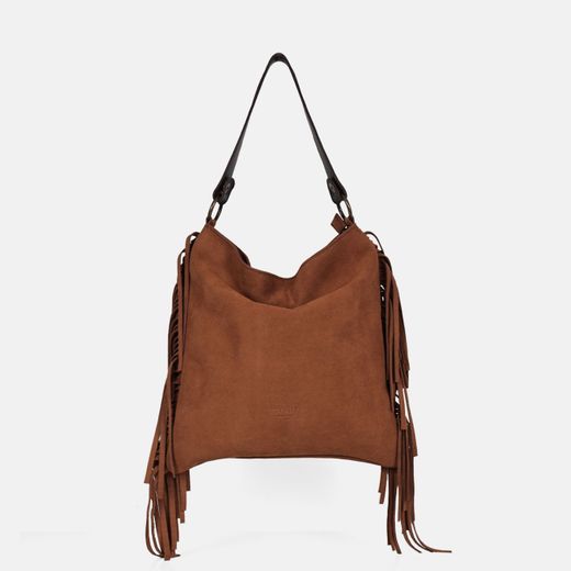 Bolso de hombro de flecos Bravo de serraje