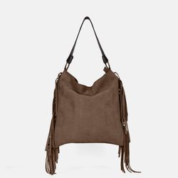 Bolso de hombro de flecos Bravo de serraje