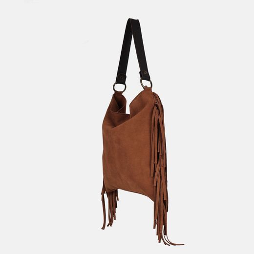 Bolso de hombro de flecos Bravo de serraje