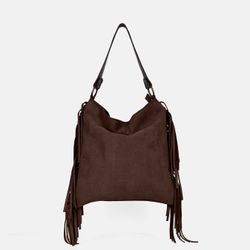 Bolso de hombro de flecos Bravo de serraje