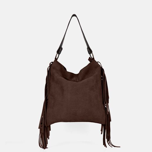 Bolso de hombro de flecos Bravo de serraje