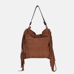 Bolso de hombro de flecos Bravo de serraje