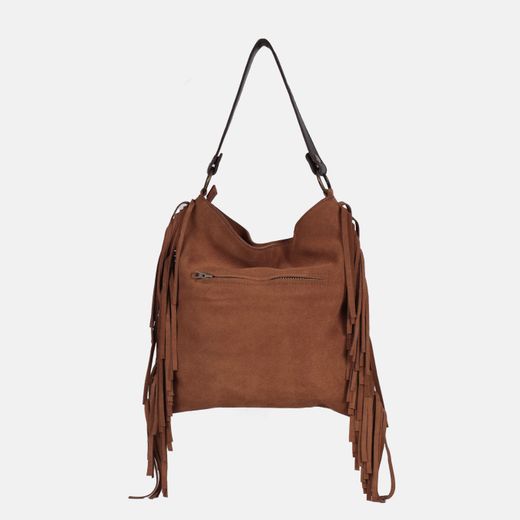 Bolso de hombro de flecos Bravo de serraje