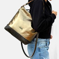 CUIROTS Bolsa de ombro grande de couro Duet