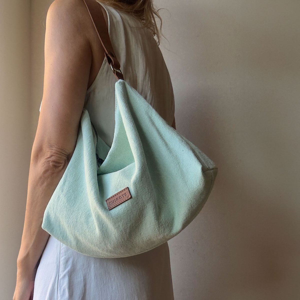 Bolso de hombro lino CUIROTS Louise Salvia