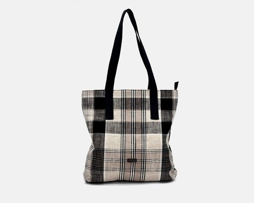 Bolso de hombro Shopper CUIROTS Summer cuadros negro