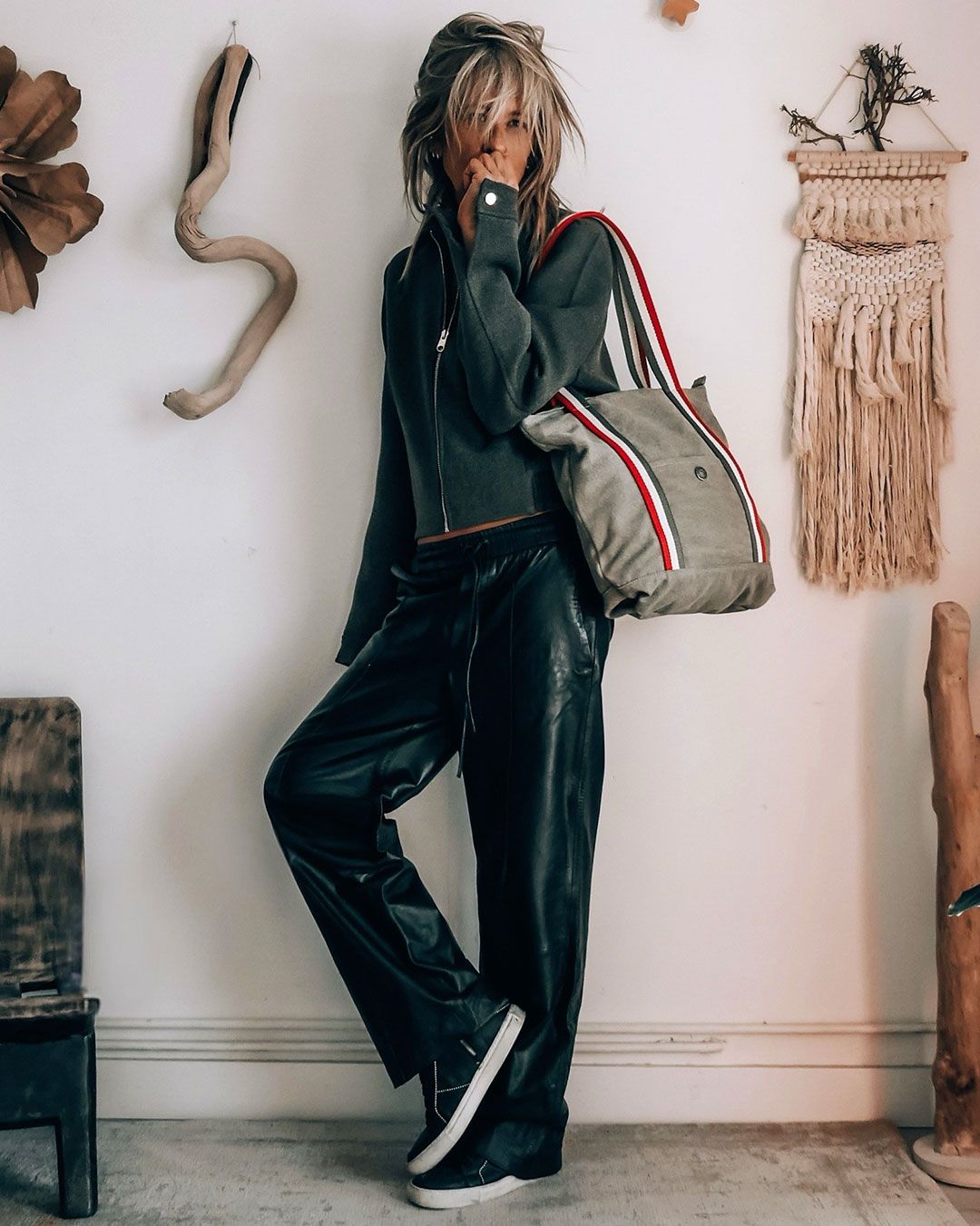 Bolso de hombro tipo shopper CUIROTS Nuck Beige