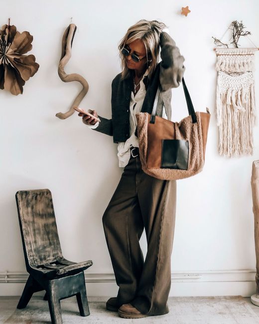 Bolsa de ombro tipo shopper patchwork CUIROTS