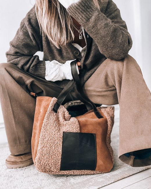 Bolso de hombro tipo shopper CUIROTS Patchwork