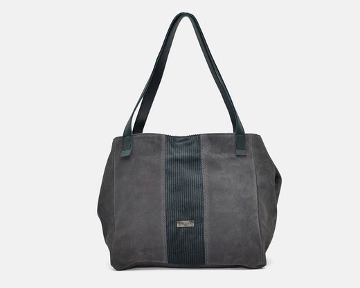 Tote Bag CUIROTS Bolsa tiracolo bi em couro split e veludo cotelê