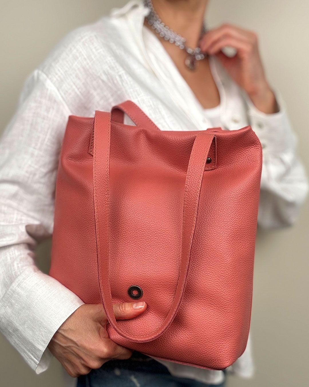 Bolso de hombro shopper CUIROTS seta de piel Amarillo