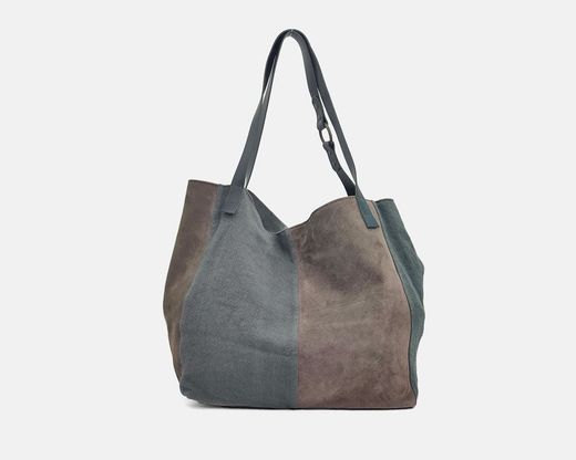 Bolso de hombro tote XL CUIROTS Patchwork de Serraje y lona