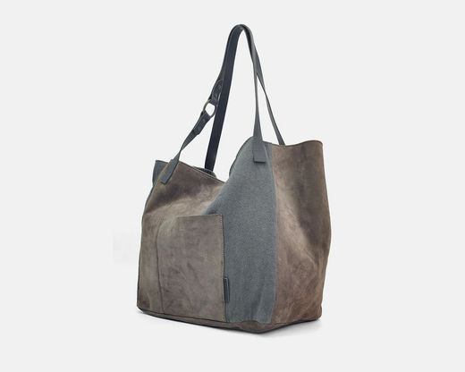 Bolso de hombro tote XL CUIROTS Patchwork de Serraje y lona
