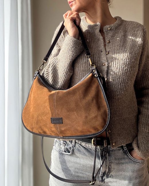 Bolso de hombro y bandolera plano de serraje CUIROTS Zoe