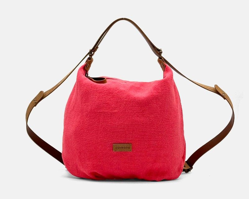 Bolso de hombro y mochila lino CUIROTS Louise Blanco roto