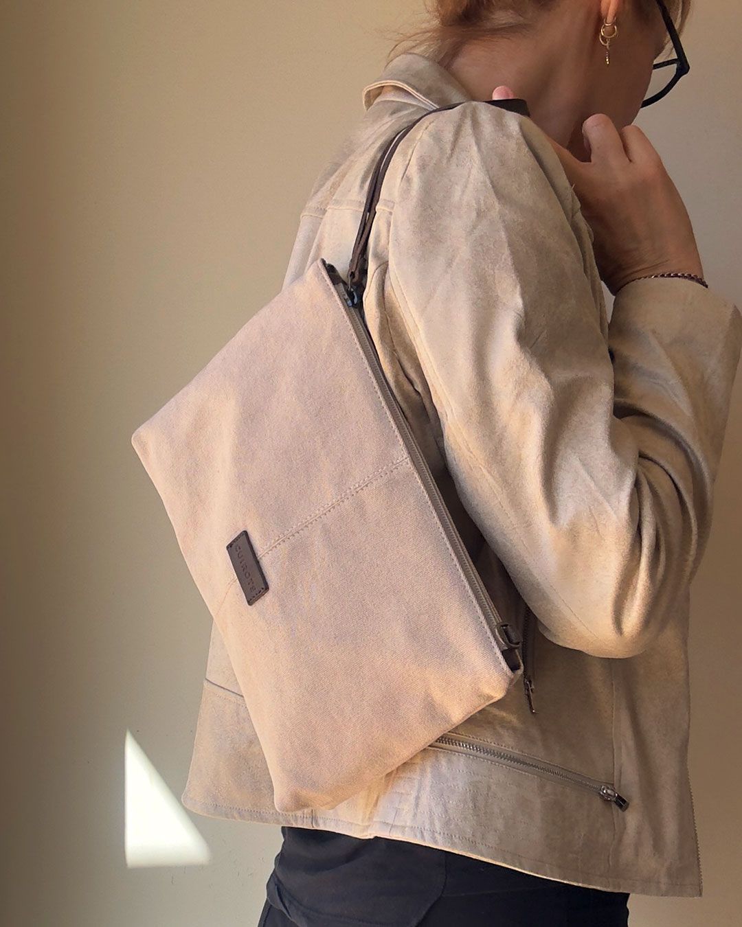 Bolso de mano y bandolera CUIROTS Canvas Beige