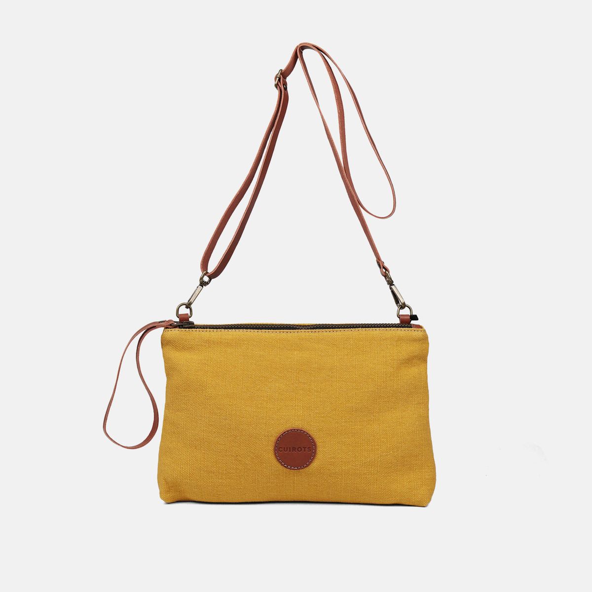 Bolso de mano y bandolera lino CUIROTS Louise Blanco roto