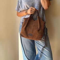 Bolso de mano y bandolera Zoe de serraje