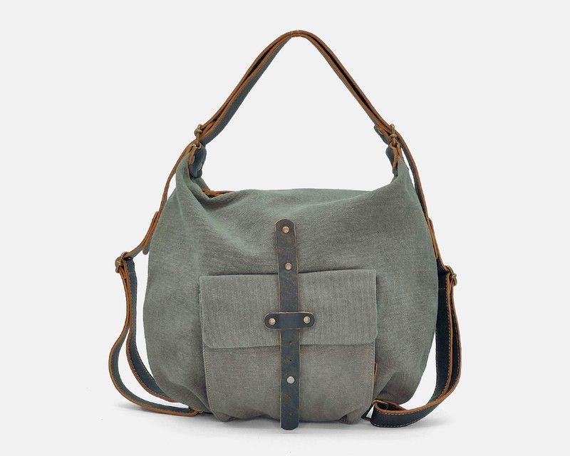 Bolso mochila CUIROTS Mist de lona y piel 4829 Mist Temporada AW23